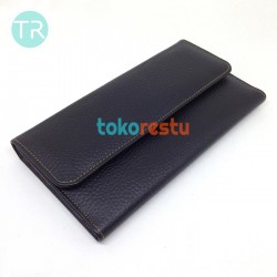 Dompet Wanita Kulit Sapi Asli Model Tiga Lipat Hitam TR161