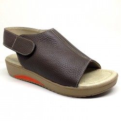 Sepatu Sandal Wanita Wedges Kulit Asli Heels 3 cm Kopi