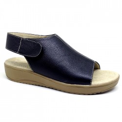 Sepatu Sandal Wanita Wedges Kulit Asli Heels 3 cm Hitam