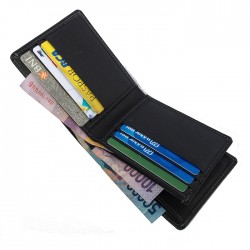 Dompet Pria 3 Dimensi Model Pendek Hitam Asli Kulit Sapi Garut TR056
