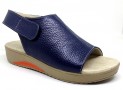 Sepatu Sandal Wanita Wedges Kulit Asli  Heels 3 cm Navy / Biru Dongker
