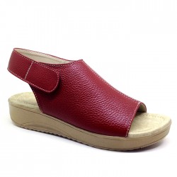 Sepatu Sandal Wanita Wedges Kulit Asli Heels 3 cm Merah Marun